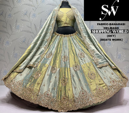 Chiku golden Designer Banarasi Lehenga
