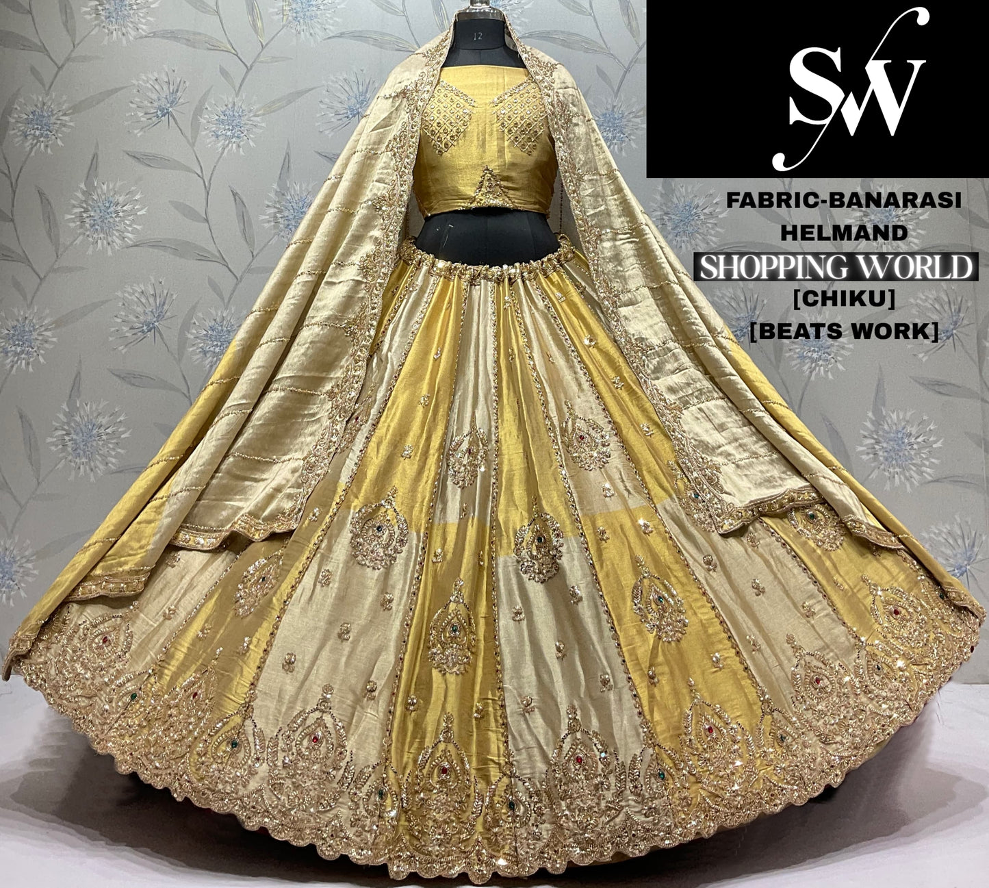 Chiku golden Designer Banarasi Lehenga