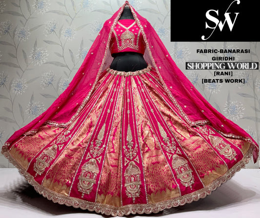 Rust Orange Designer Banarasi Lehenga