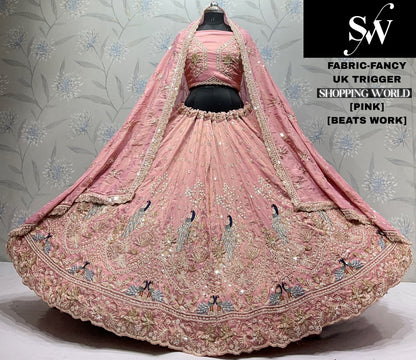Onion Pink Fancy Peacock Lehenga
