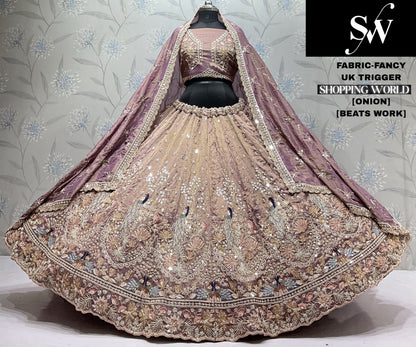 Onion Pink Fancy Peacock Lehenga