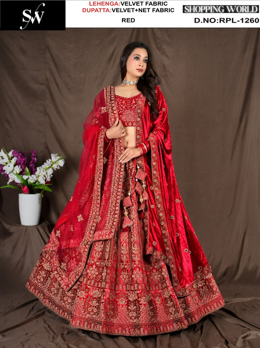 Red Velvet Bridal Lehenga