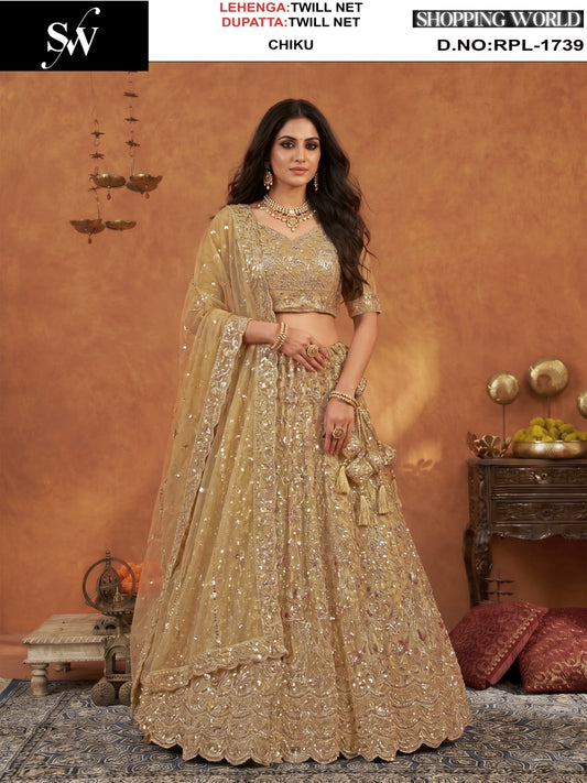 Chiku Golden Twill Net Lehenga