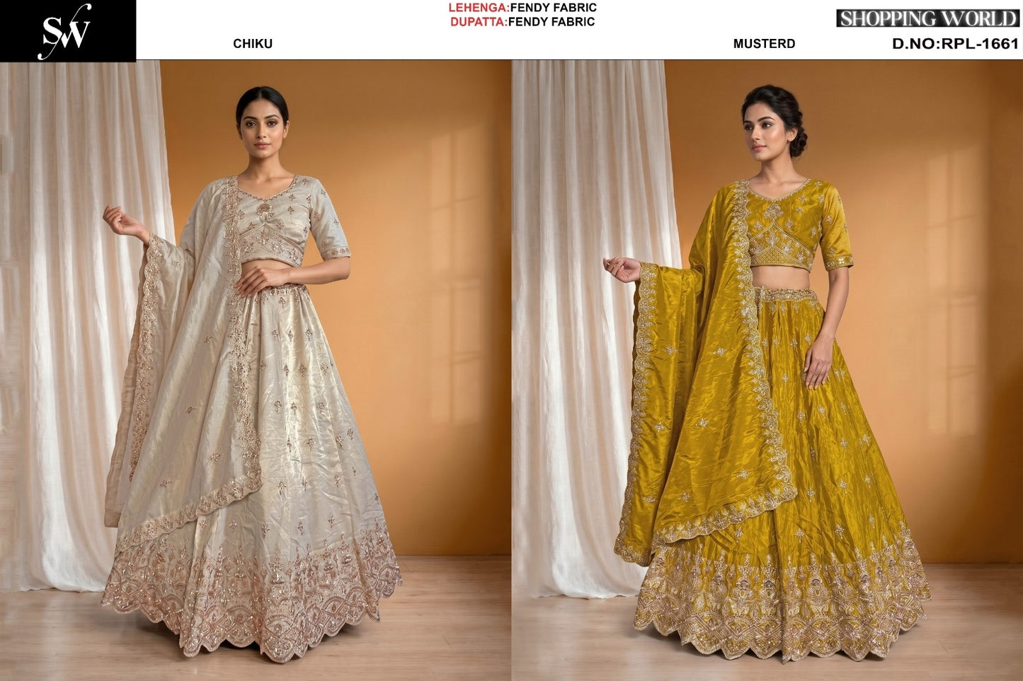 Chiku Golden Mustard Yellow Haldi Mehendi Fendy Lehenga