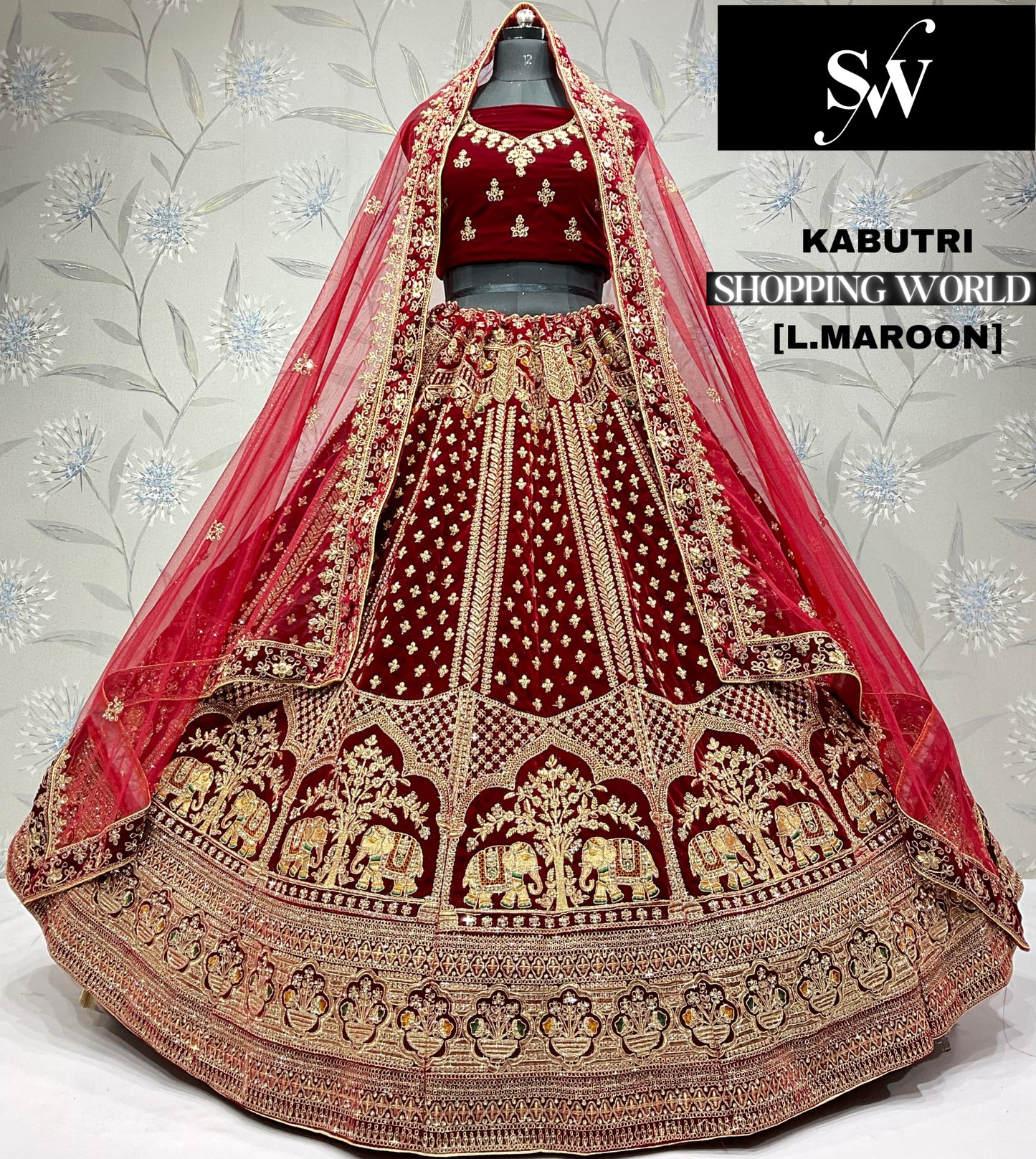 Dark Maroon Bridal Lehenga