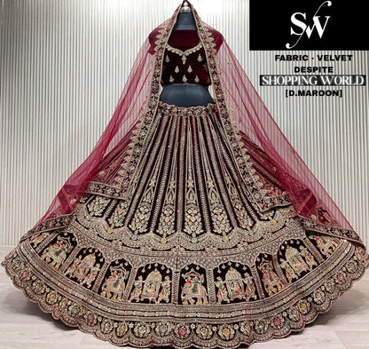 Dark Maroon Bridal Lehenga