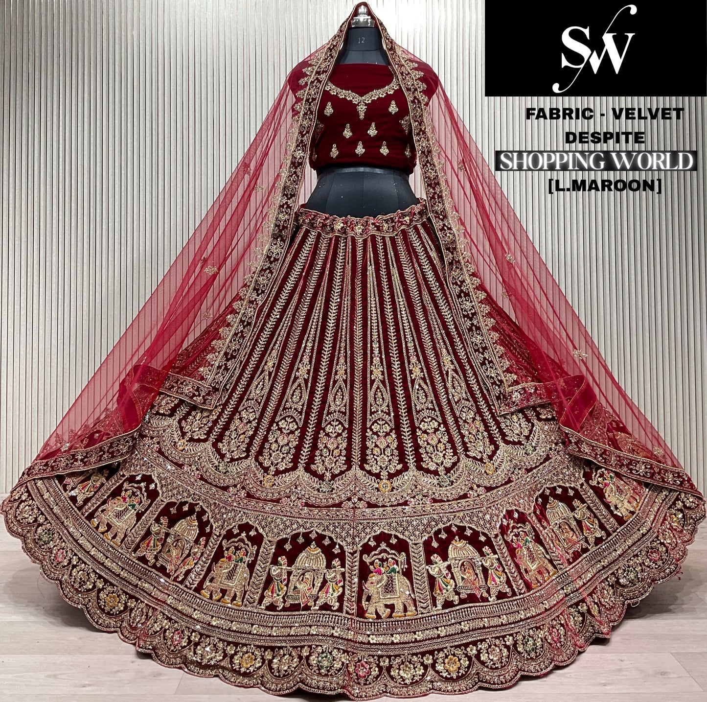 Dark Maroon Bridal Lehenga