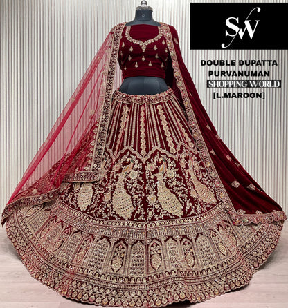 Light Maroon Peacock Bridal Lehenga