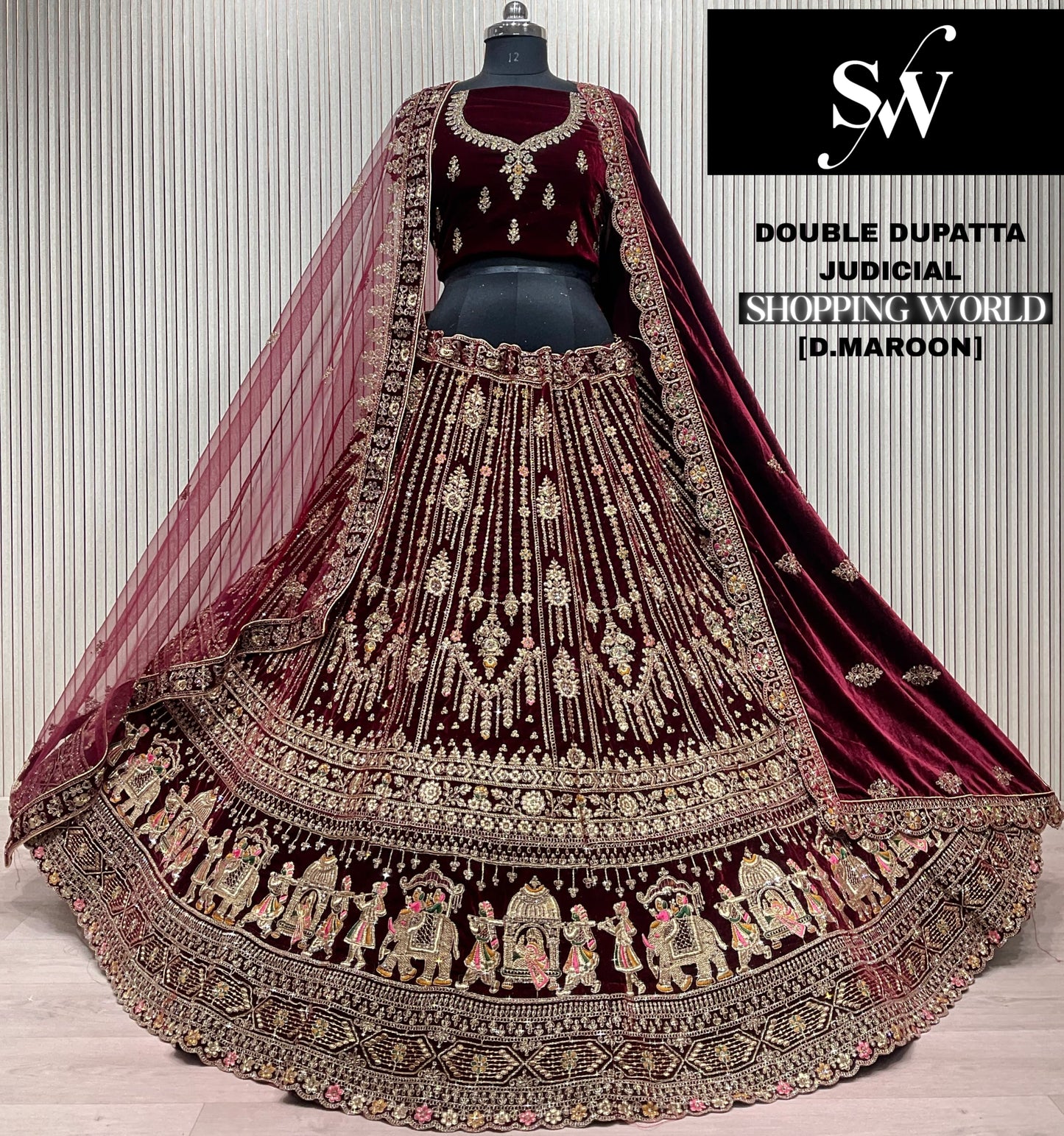 Dark Maroon Bridal Lehenga