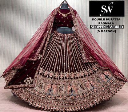 Rani Pink Double Dupatta Bridal Lehenga