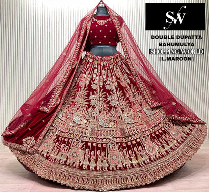 Rani Pink Double Dupatta Bridal Lehenga