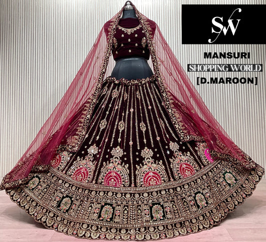 Dark Maroon Bridal Lehenga