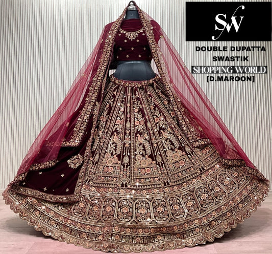 Dark Maroon Peacoock Bridal Lehenga