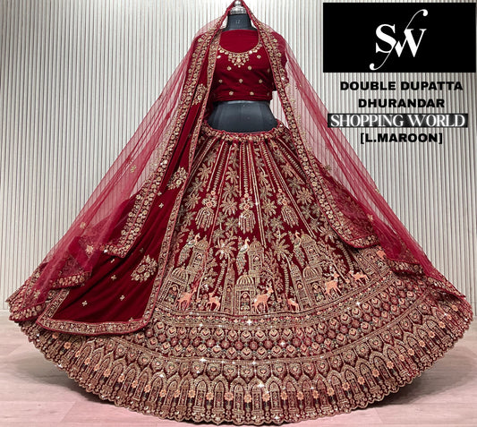 Dark Maroon Peacoock Bridal Lehenga