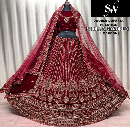 Rani Pink Double Dupatta Bridal Lehenga