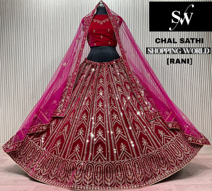 Dark Maroon Bridal Lehenga