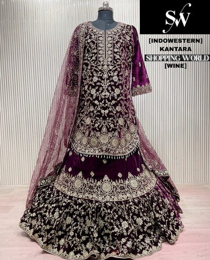 Maroon Wine long Dress Farshi Gaharara Dress Special