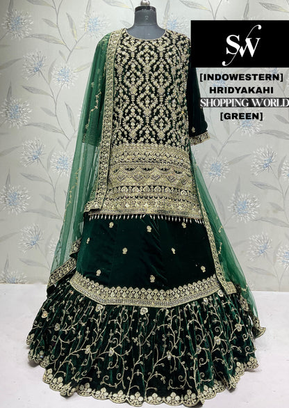 Green long Dress Farshi Gaharara Dress Special