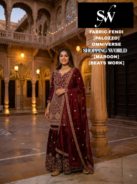 Maroon Fendi Plazo Dress
