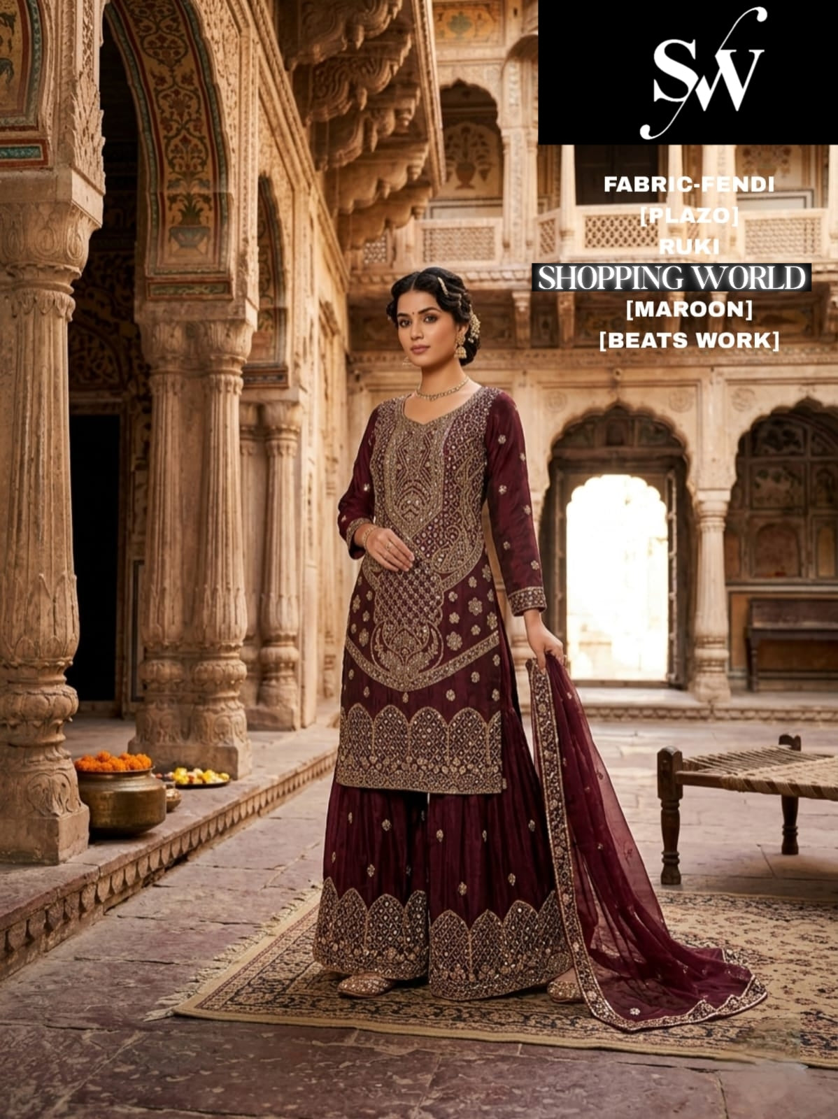 Maroon Fendi Long Plazo Dress