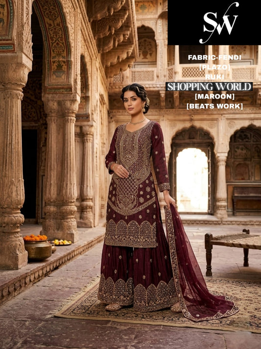 Maroon Fendi Long Plazo Dress
