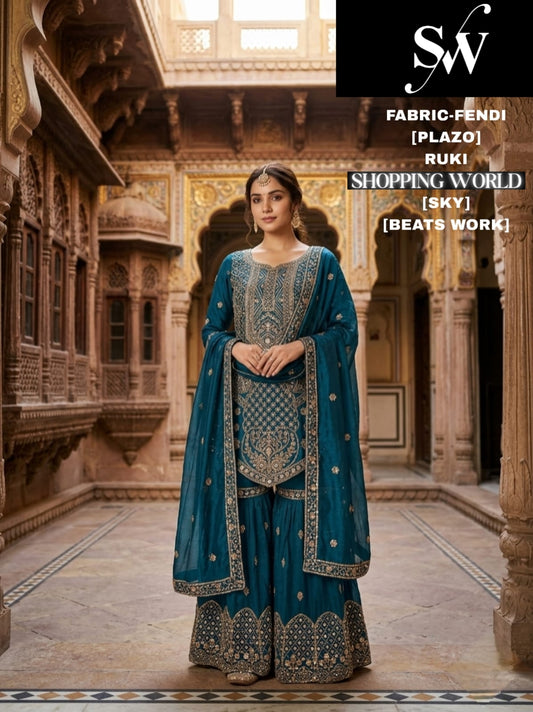 Sky Blue Fendi Long Plazo Dress