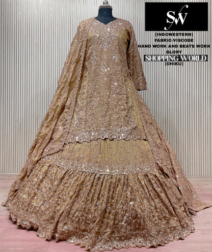 Onion Pink Viscose Long Farshi Garara Dress Material Special