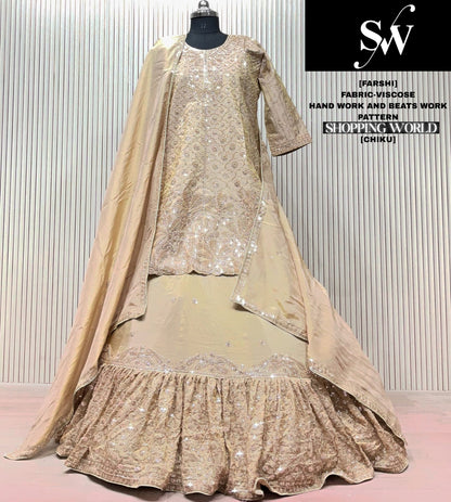 Pink Viscose Long Farshi Garara Dress Material Special