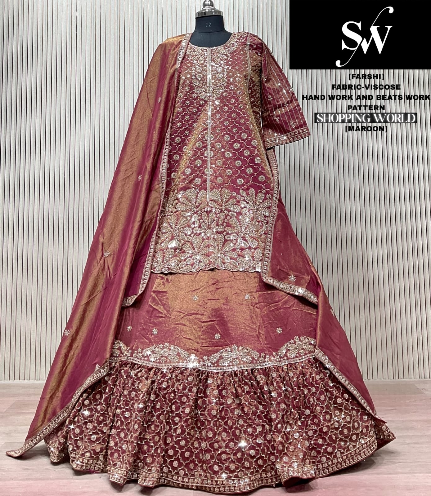Rama Green Viscose Long Farshi Garara Dress Material Special