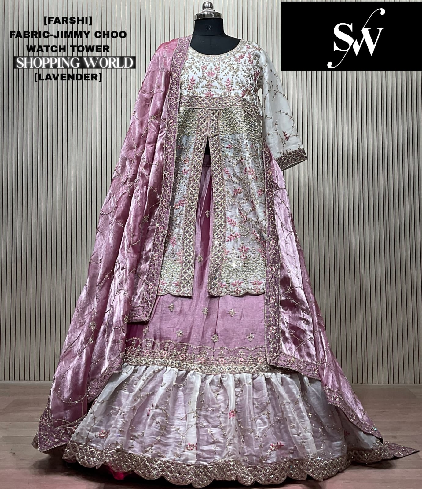 Lavender Jimmy Choo Long Farshi Garara Dress Material Special