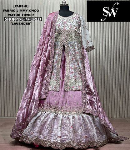Lavender Jimmy Choo Long Farshi Garara Dress Material Special