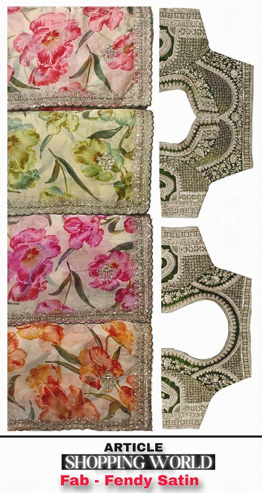 Pink Beige Golden Green Fendy Silk Saree
