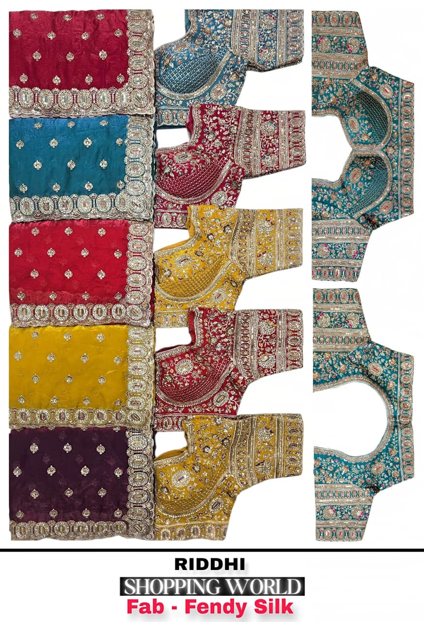 Red Blue Purple Yellow Hot Pink Fendy Silk Saree