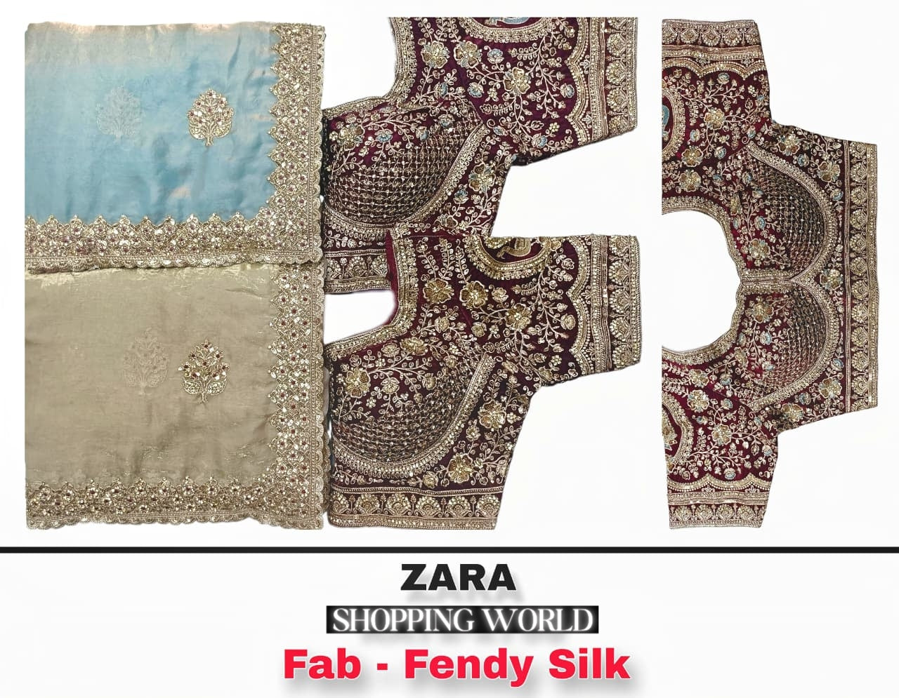 Golden Blue Fendy Silk Saree