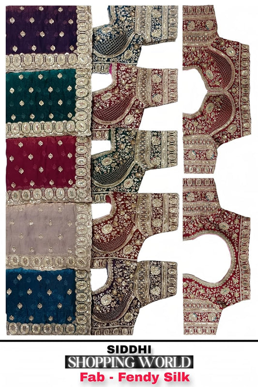 Purple Green Maroon Pink Blue Fendy Silk Saree