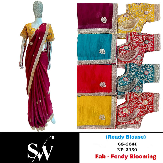 Maroon Yellow Blue Red Fendy Blooming Saree