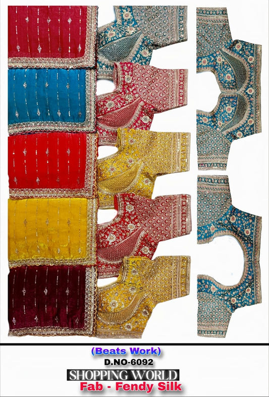 Maroon Blue Red Yellow Purple Fendy Silk Saree