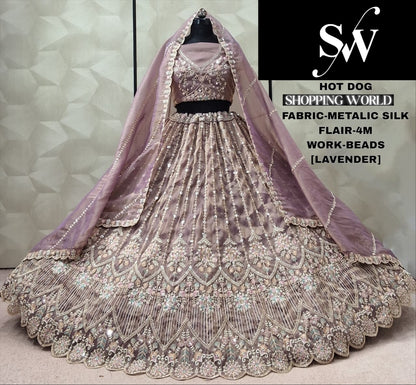 Chiku Golden Metallic Silk Lehenga