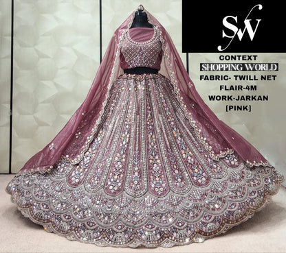 Pink Twill Net Lehenga