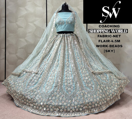 Sky Blue Net Lehenga