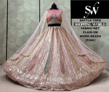 Pink Net Lehenga