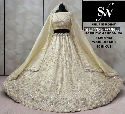 Pista Green Chandaniya Lehenga
