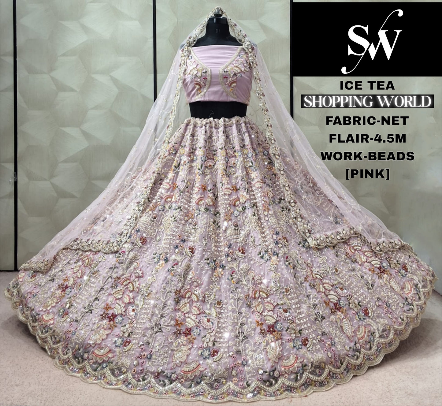 Sky Blue Designer Net Lehenga