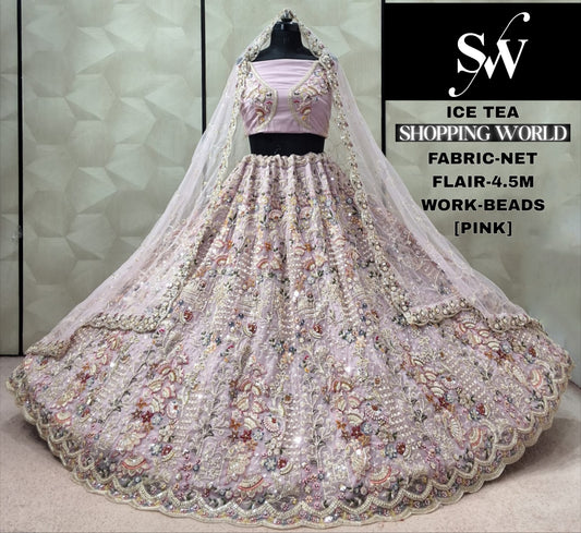Pink Designer Net Lehenga