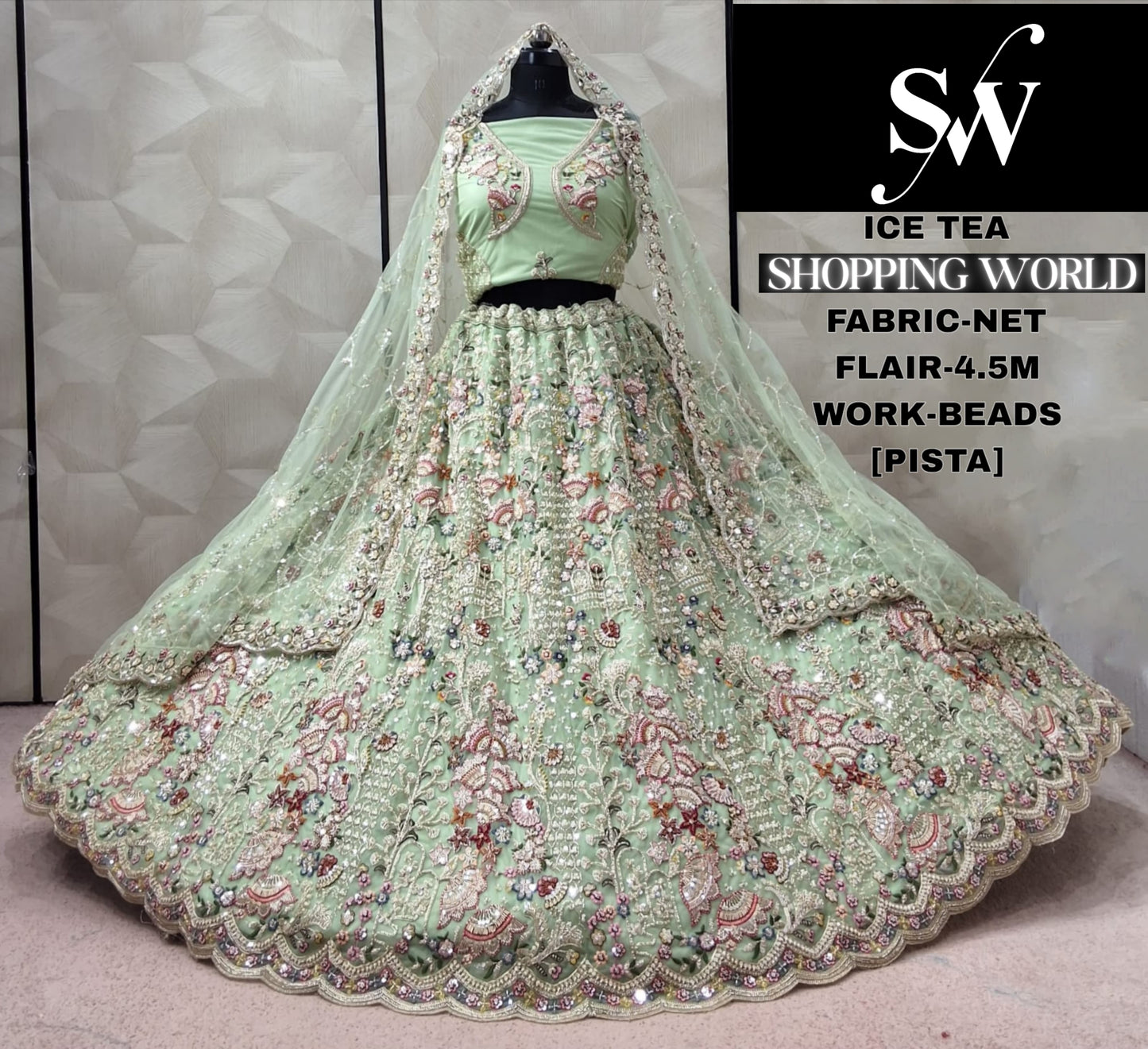 Sky Blue Designer Net Lehenga