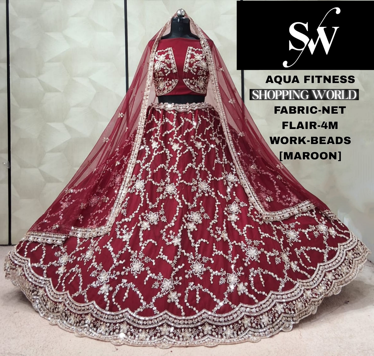 Wine Designer Net Lehenga