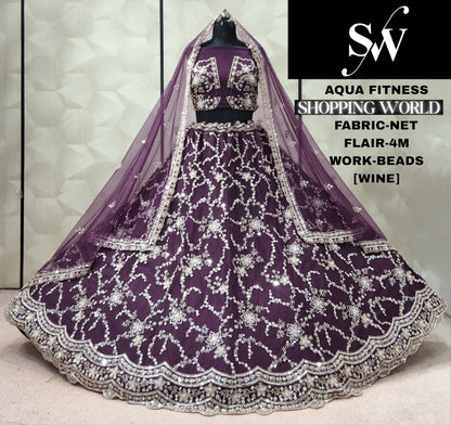 Wine Designer Net Lehenga