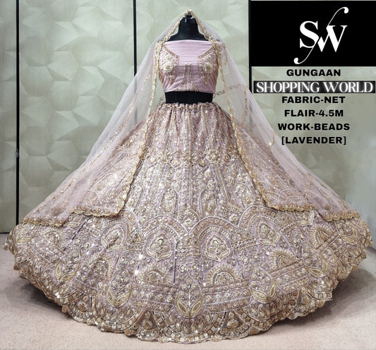 Lavender Designer Net Lehenga