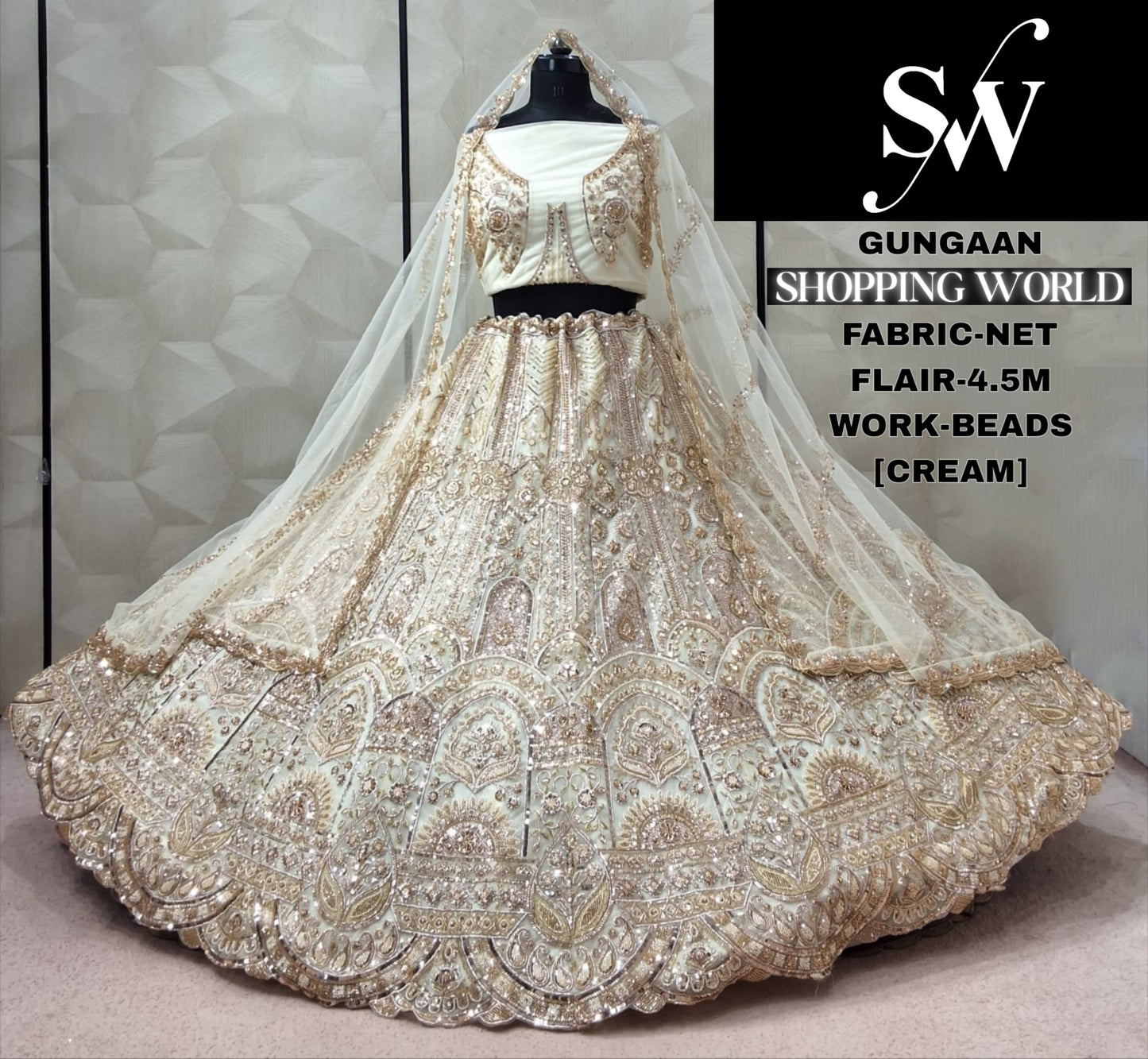 Chiku Golden Designer Net Lehenga