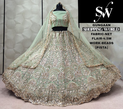 Chiku Golden Designer Net Lehenga